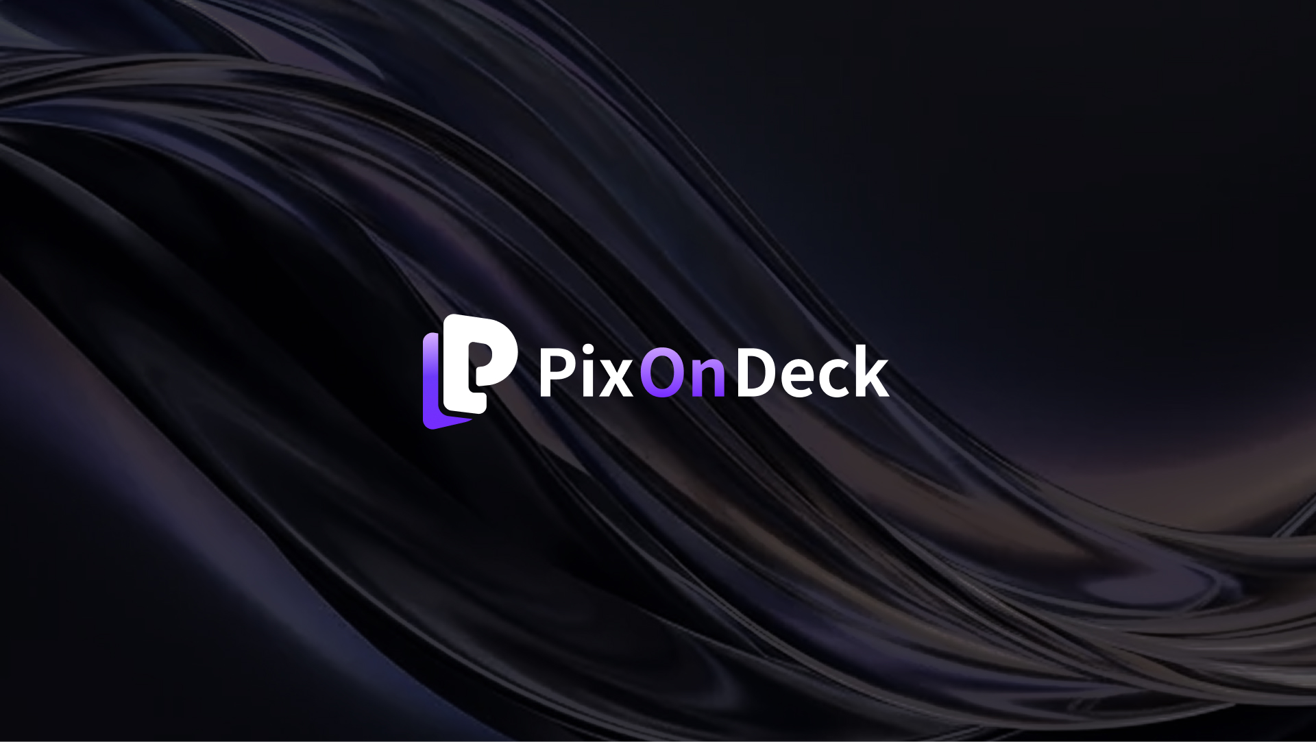 PixOnDeck logo over flowing visual artwork